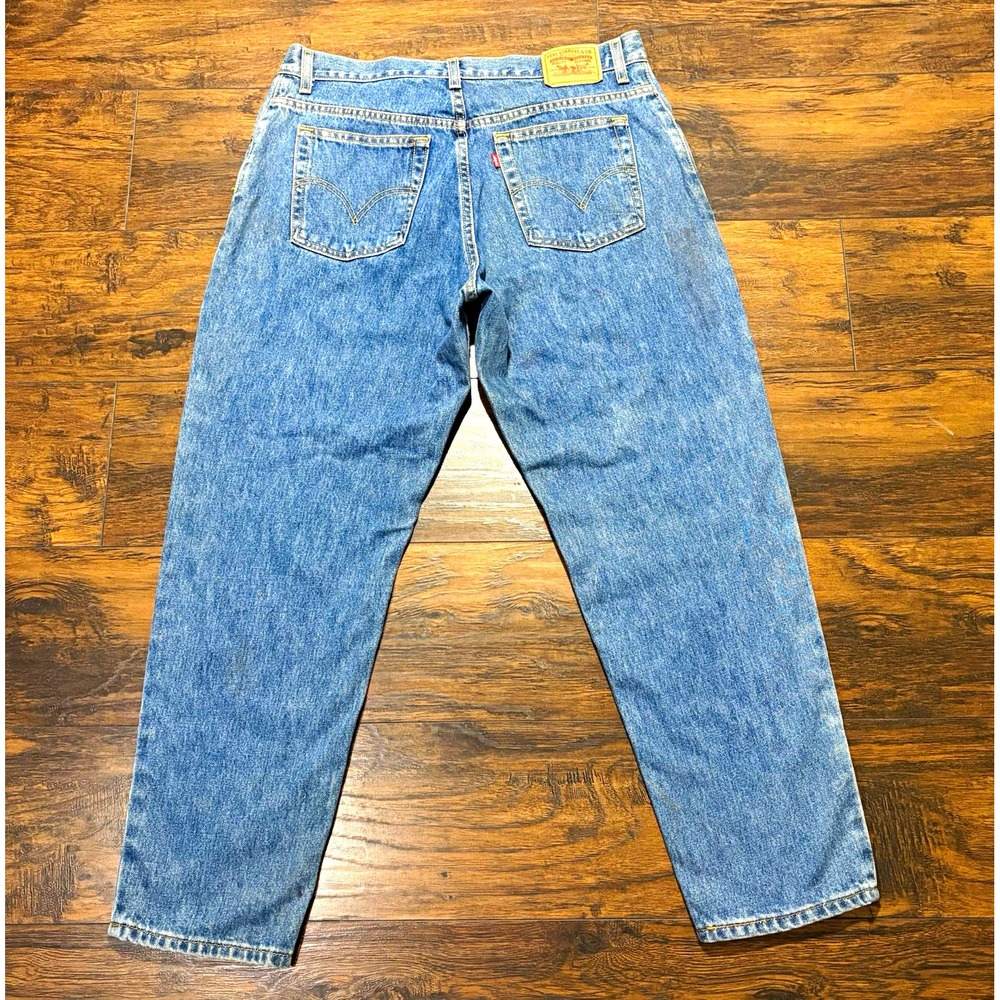 Vintage Levis 550 Mens Blue Medium Wash Relaxed Tapered Denim Jeans 36x30